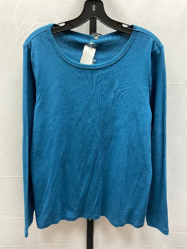 Blue Top Long Sleeve Basic St Johns Bay, Size L