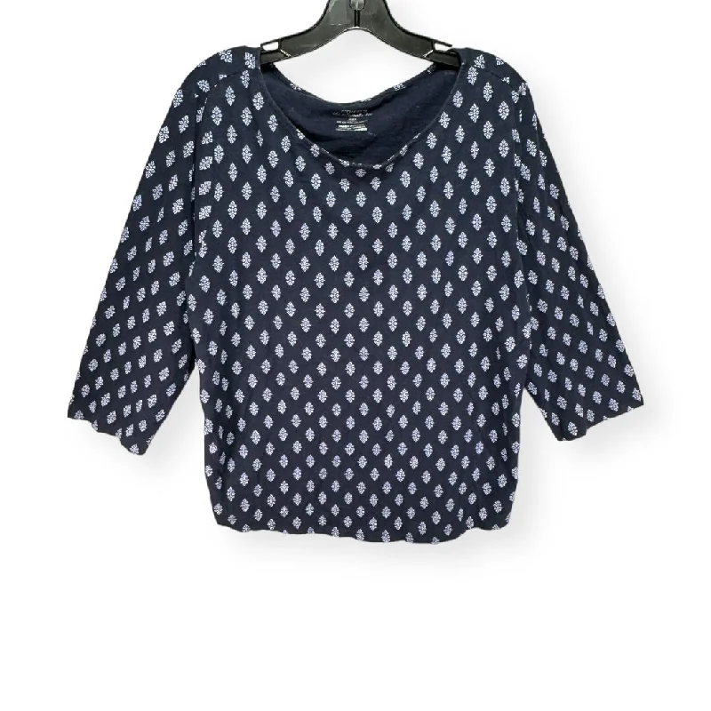 Navy Top Long Sleeve Chicos, Size 16