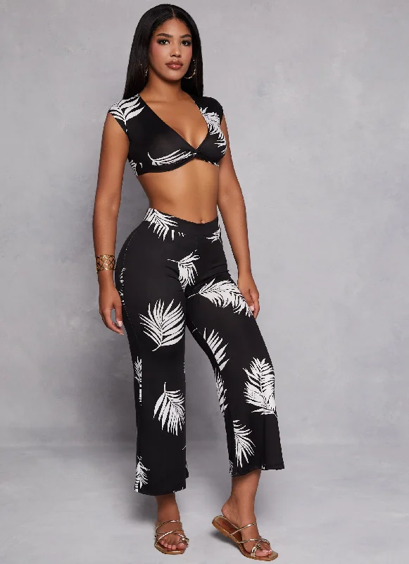 Printed High Waist Wide Leg Pants