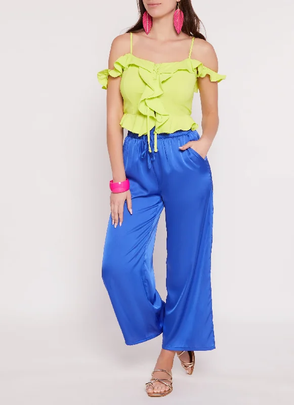 Satin High Waist Palazzo Pants