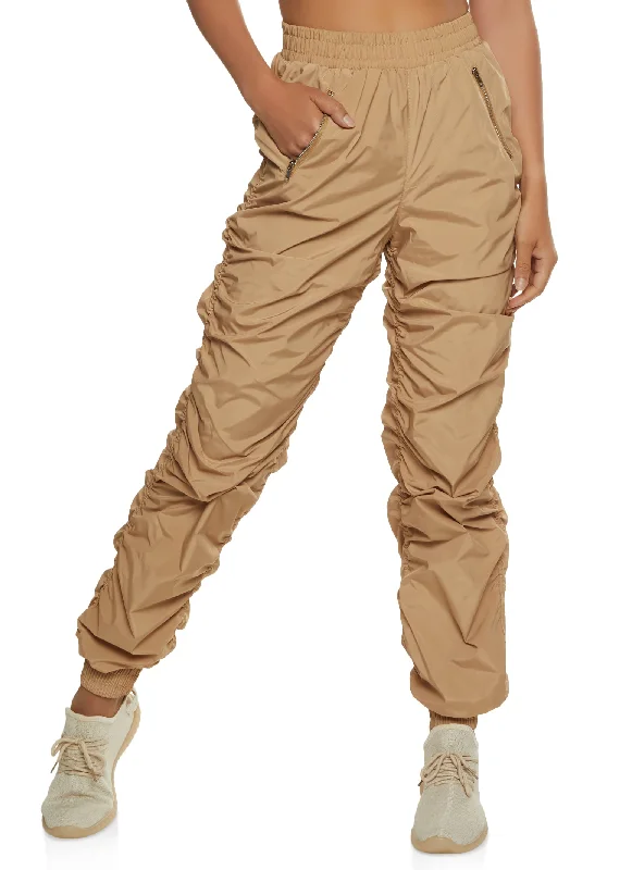 Nylon Stacked High Waist Joggers