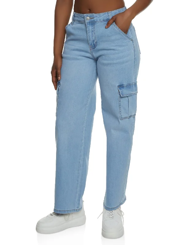 WAX Whiskered Straight Leg Cargo Jeans