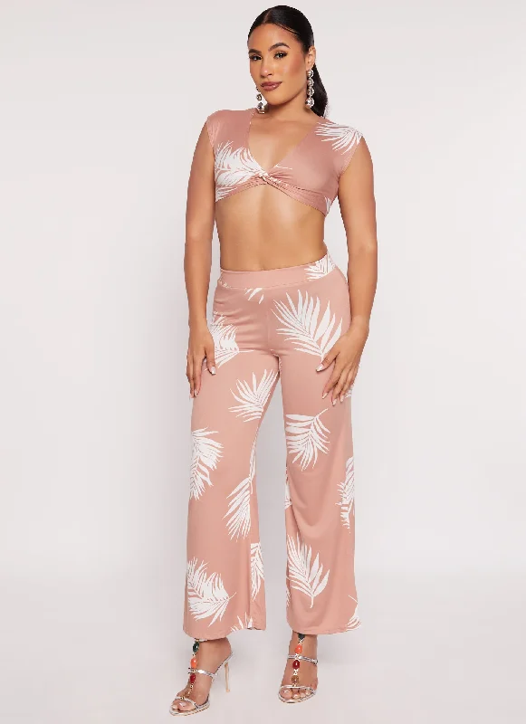 Printed High Waist Wide Leg Pants