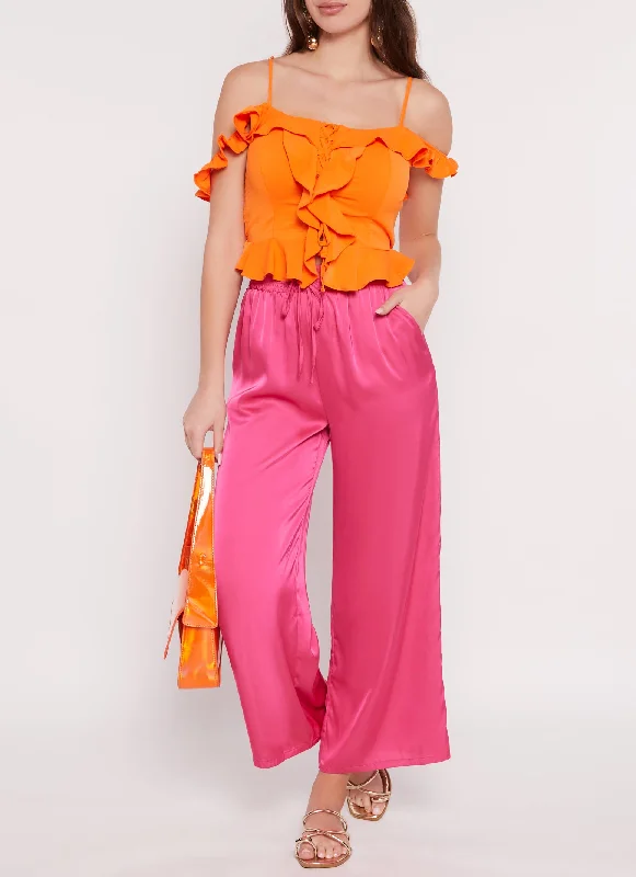 Satin High Waist Palazzo Pants