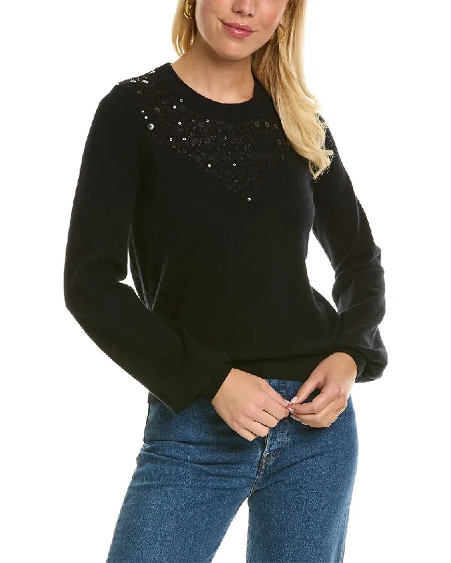 Autumn Cashmere Sequin Pointelle Cashmere Sweater