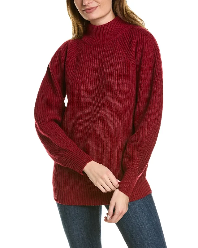 BCBGMAXAZRIA Oversized Turtleneck Wool-Blend Sweater