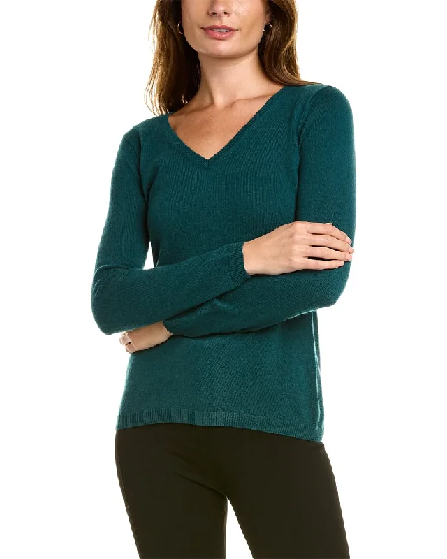 sofiacashmere Modern V-Neck Cashmere Sweater