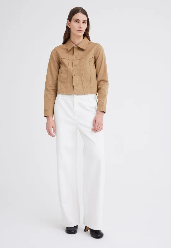 Shako Cropped Denim Jacket - Camel Neutral