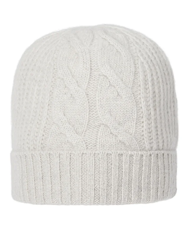 Women's Cable Rib Cashmere Hat Pebble Grey