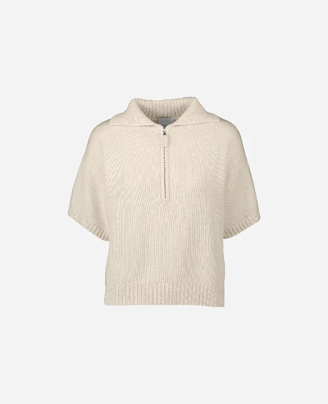 Polo Pullover aus Cashmere in Creme