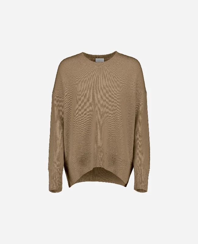 Rundhals Pullover aus Cashmere in Beige