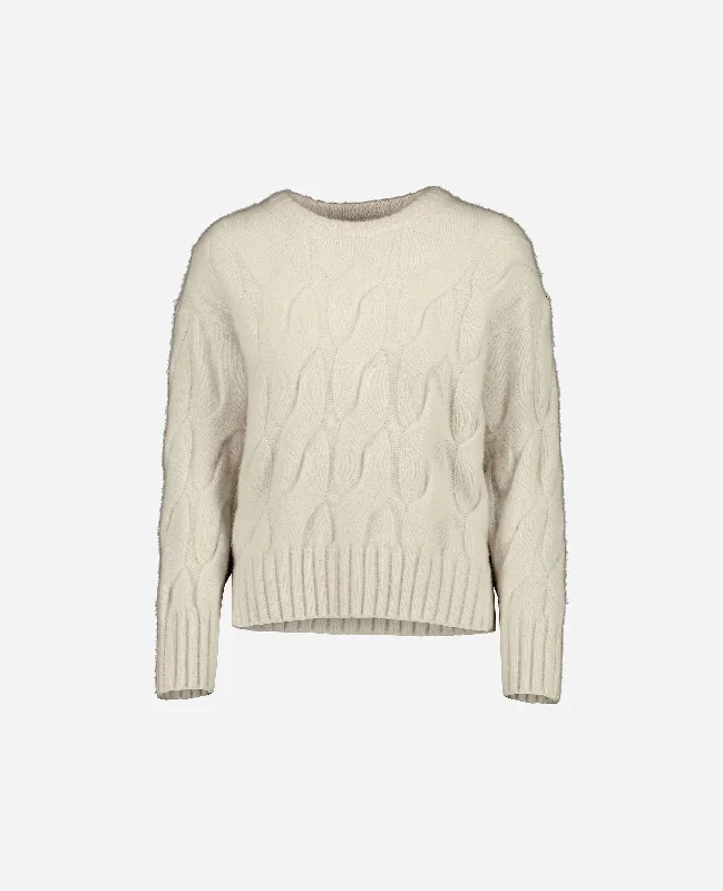 Rundhalsausschnitt Pullover aus Cashmere in Weiß