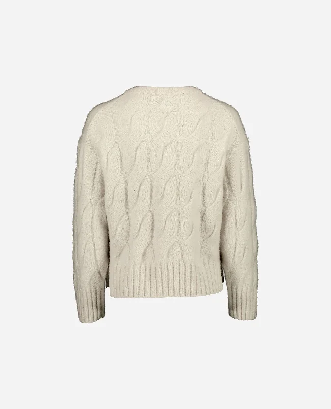 Rundhalsausschnitt Pullover aus Cashmere in Weiß