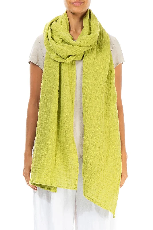 Extra Long Cyber Lime Crêpe Linen Scarf