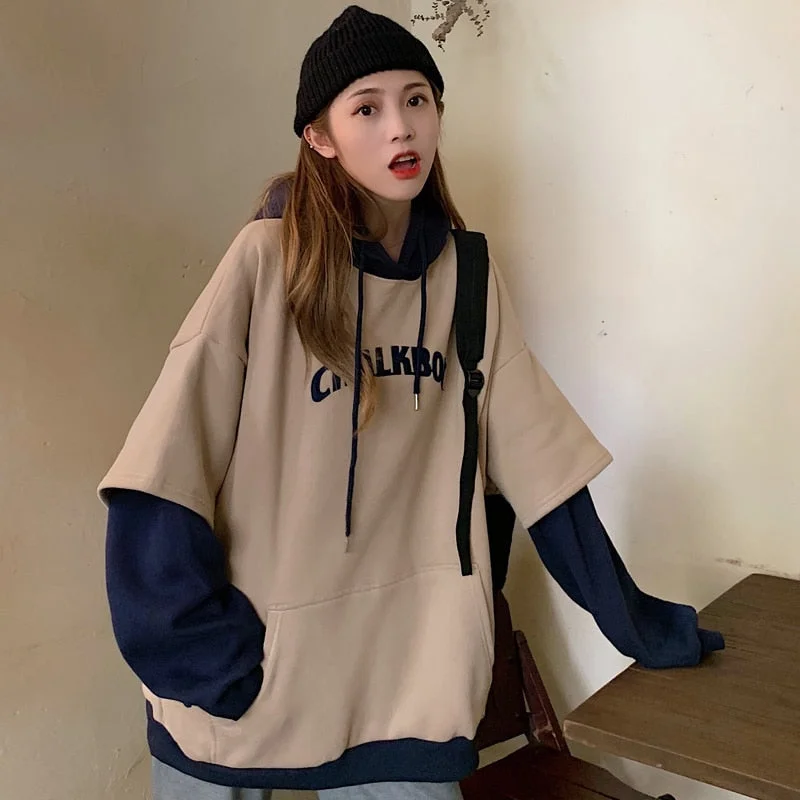 FashionSierra - Aesthetic Korean BF Ulzzang Embroidery Hoodie