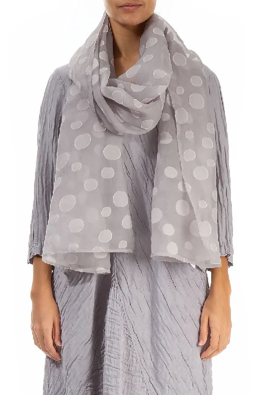 Lilac Grey Bubbles Silk Scarf