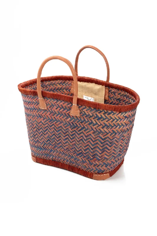 Natural Midi Mocha Blue French Market Basket