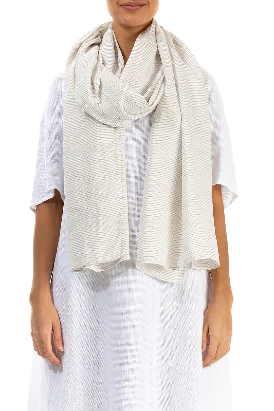 Natural Striped Linen Scarf