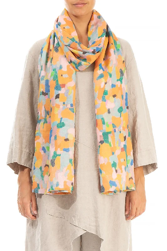 Orange Burst Soft Gauze Linen Scarf