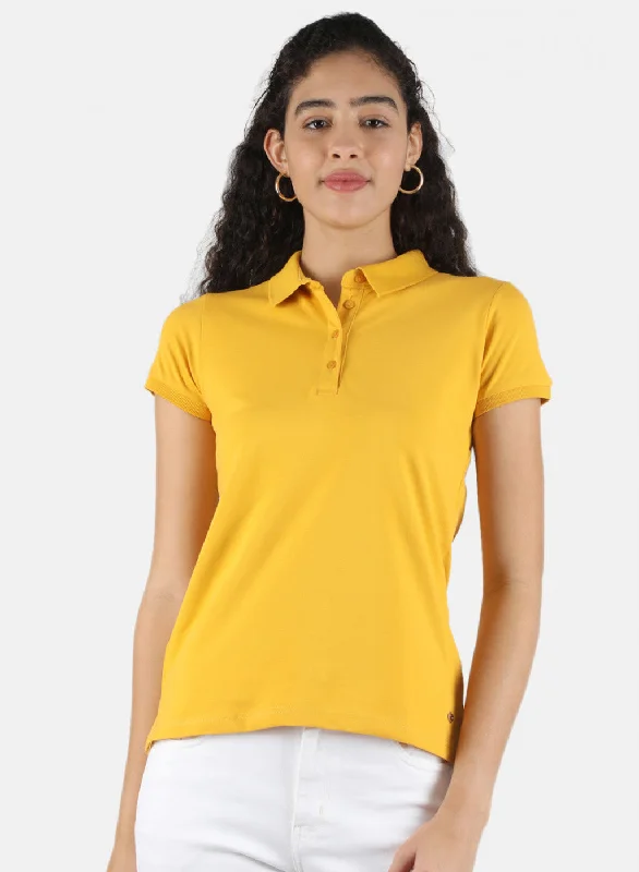 Women Mustard Plain T-Shirt