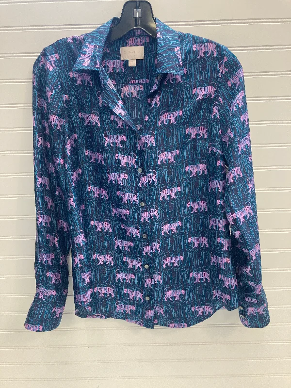 Blouse Long Sleeve By J. Crew In Blue & Purple, Size: 0