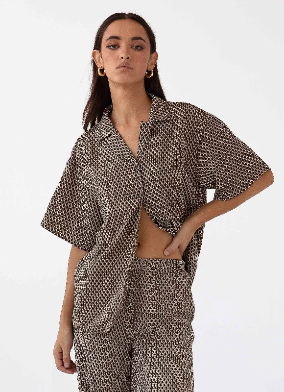 Bruno Oversized Shirt - Brown Geo