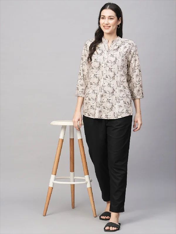 Women's Beige Viscose Regular Fit Blouse