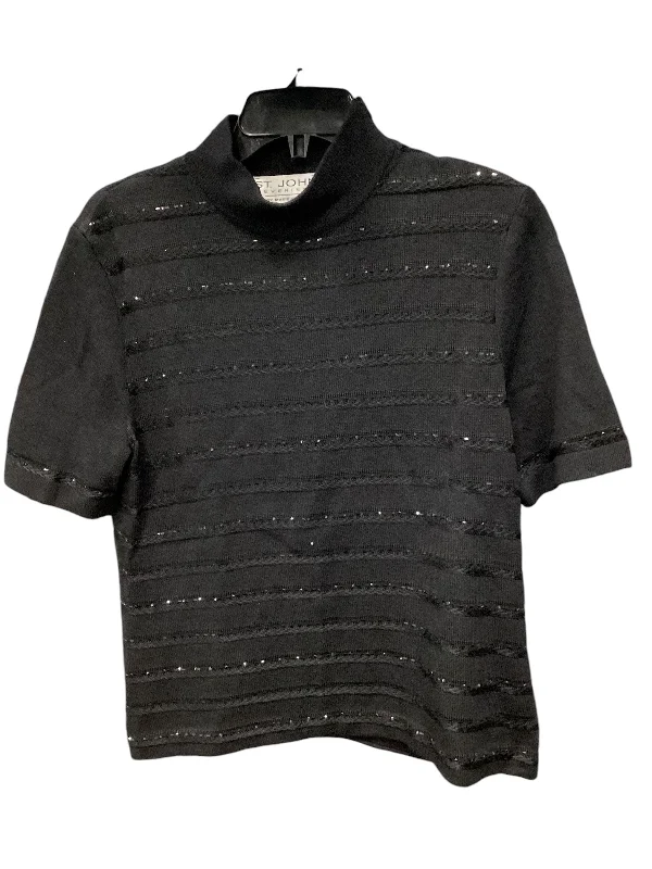 Top Short Sleeve By St John Knits In Black, Size: M