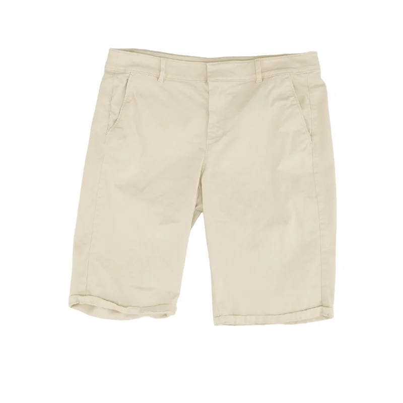 Beige Solid Khaki Shorts