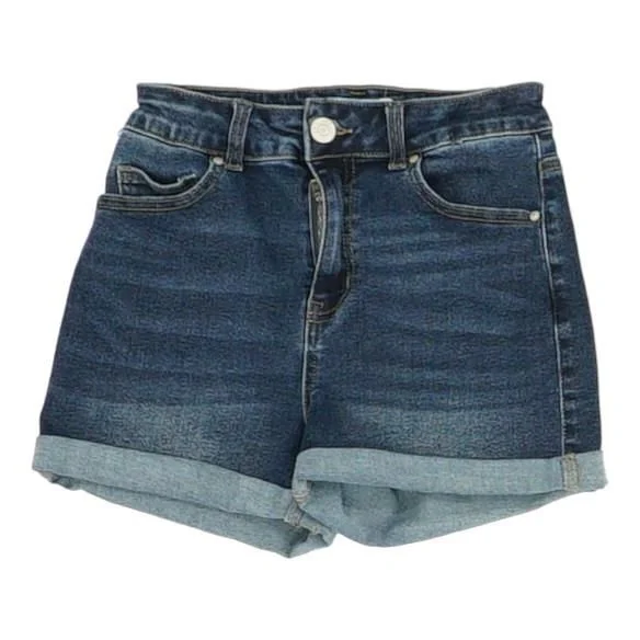 Blue Solid Denim Shorts