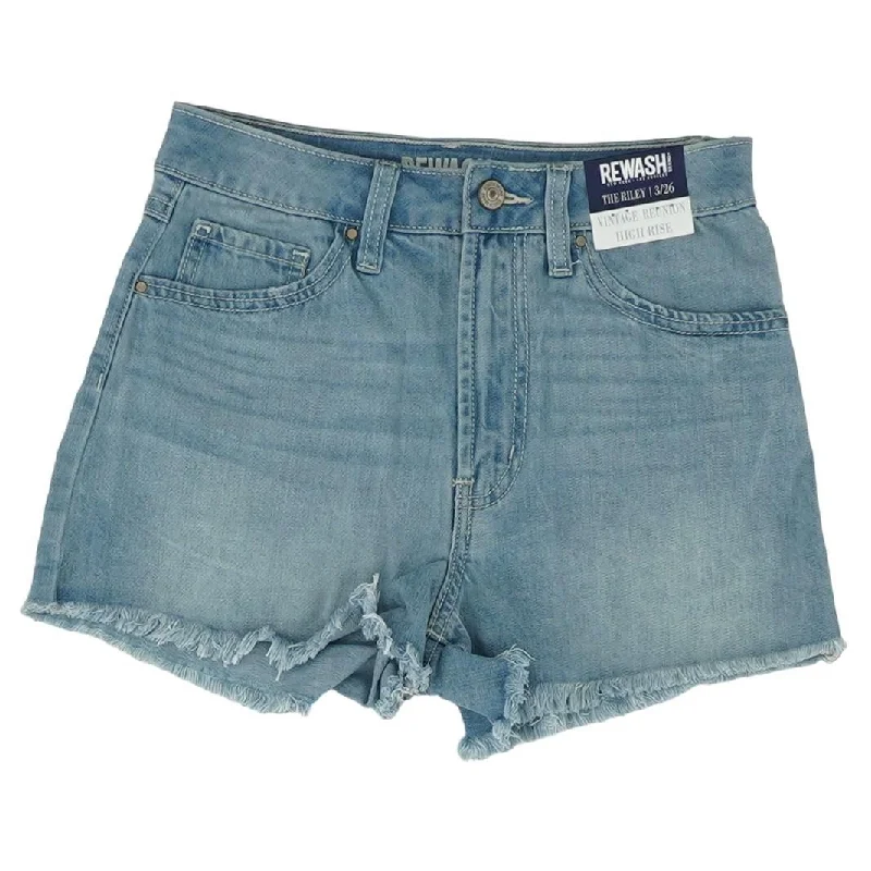 Blue Solid Denim Shorts