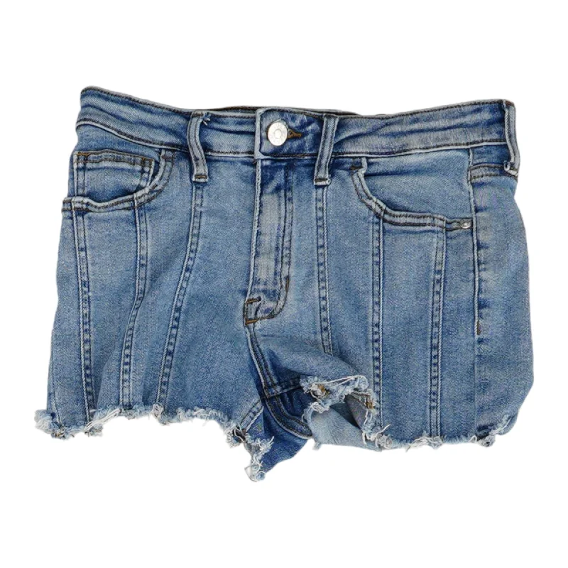 Blue Solid Denim Shorts