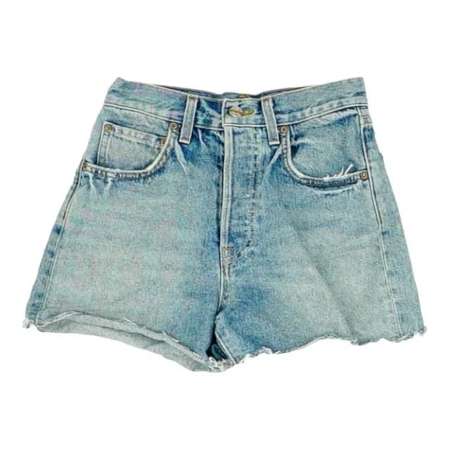 Blue Solid Denim Shorts