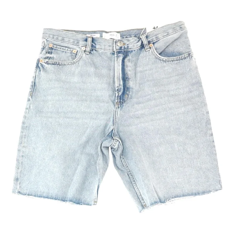 Blue Solid Denim Shorts