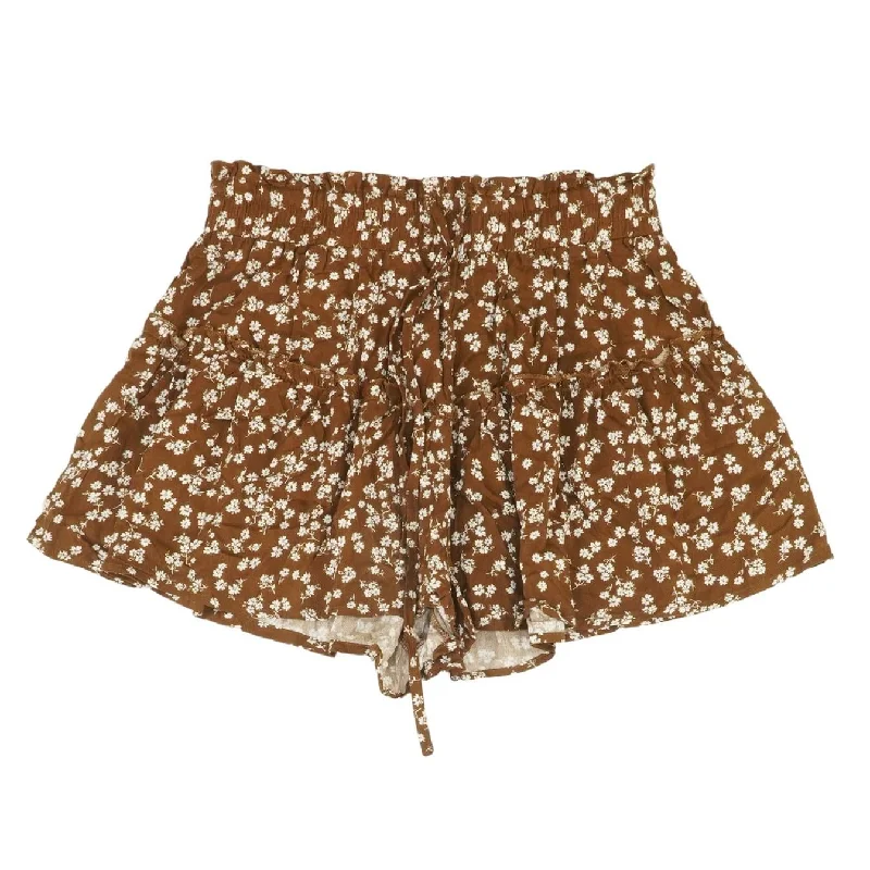 Brown Floral Shorts