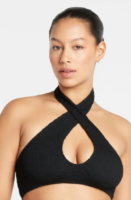 Carmen Crop Bikini Top In Eco Black