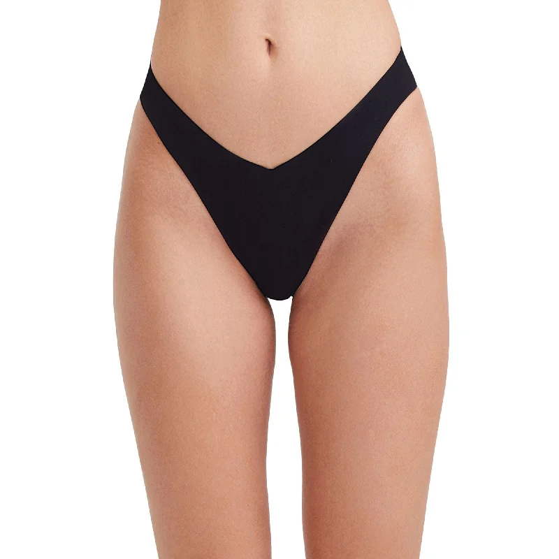 Solid High Leg V Cut Bikini Swim Bottom