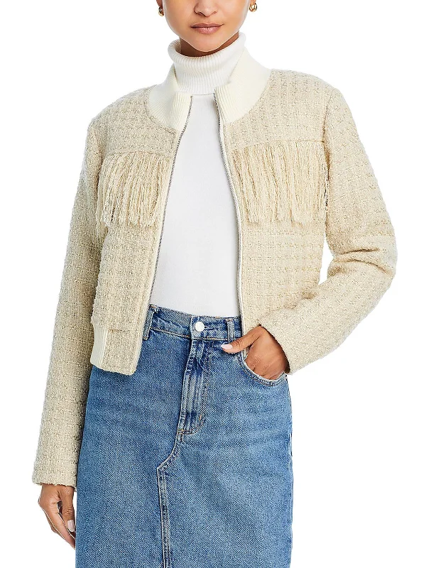 Swisher Womens Tweed Fringe Windbreaker Jacket