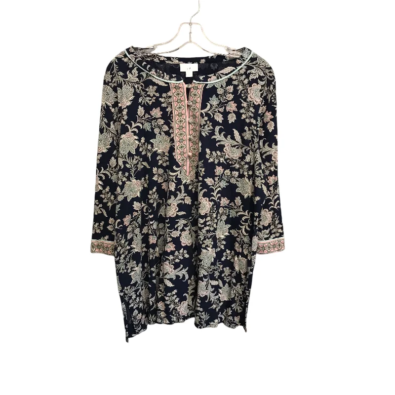 Top 3/4 Sleeve By J. Jill In Floral Print, Size:Xl