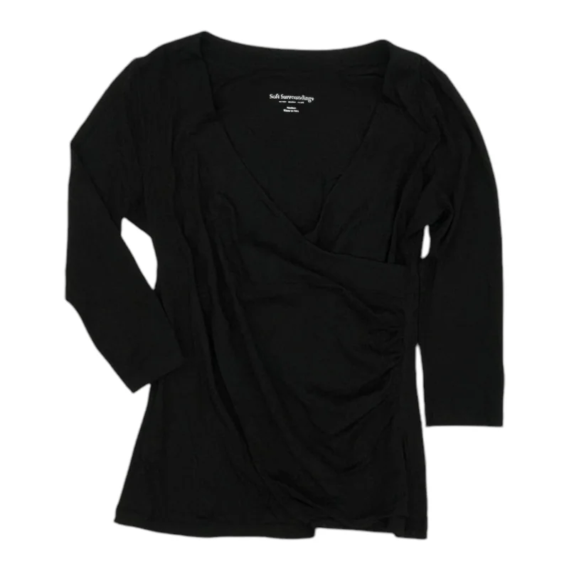 Top 3/4 Sleeve By Soft Surroundings In Black, Size:M