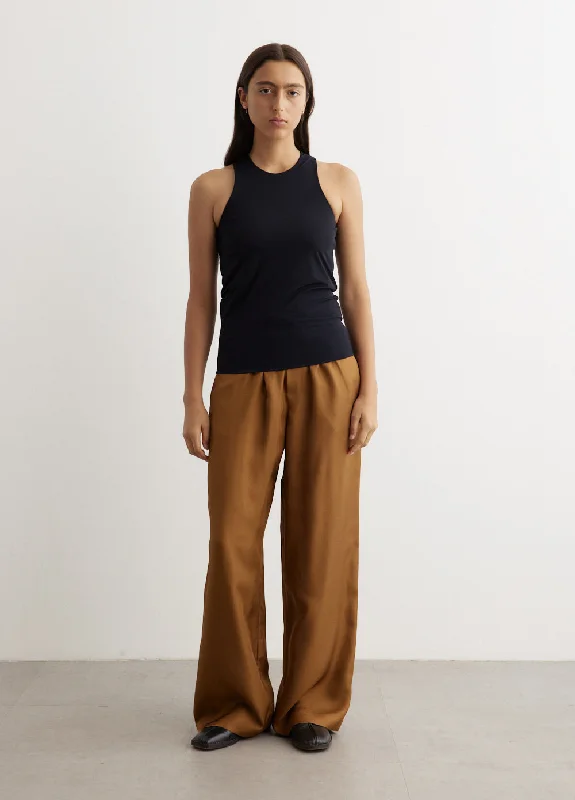 Wide Leg Silk Trousers