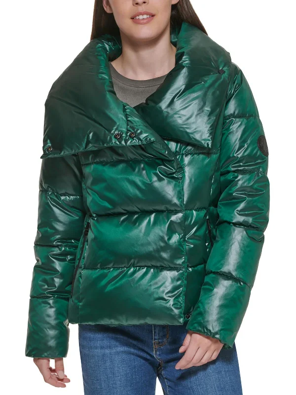 Womens Quilted Gloss Puffer Jacket