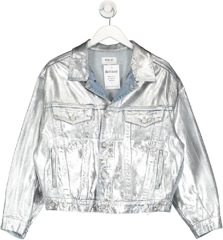 AGOLDE Charli Metallic Oversized Denim Jacket UK S