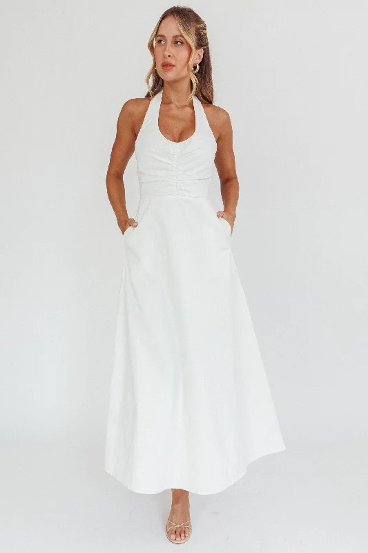 Can't Compete A-Line Halter Maxi Dress White