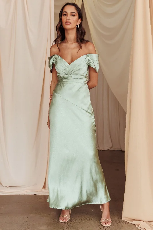 Katrina Off Shoulder Maxi Dress Pistachio