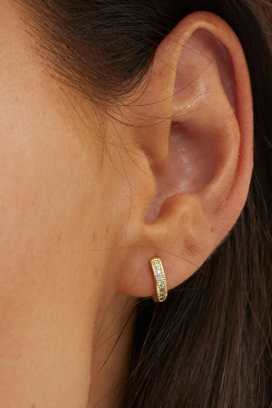 Zelda Zircon Pave Hoop Earrings Gold