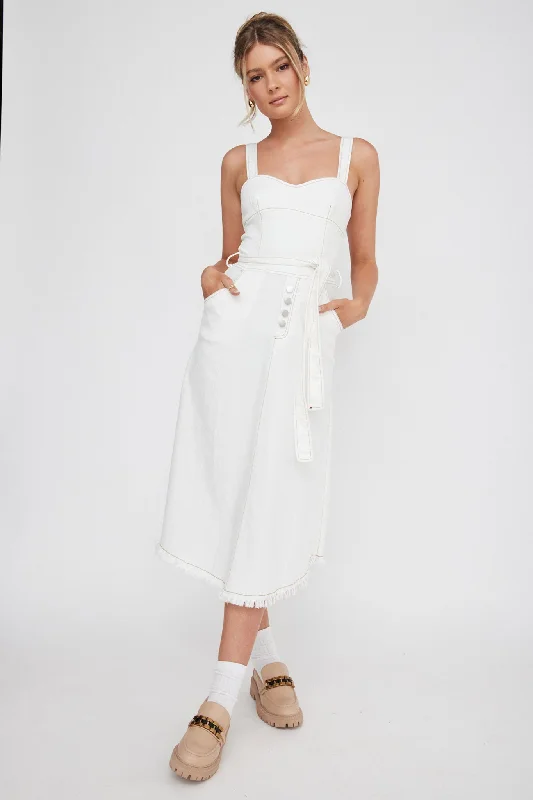 Zenyl Raw Hem Midi Dress Butter